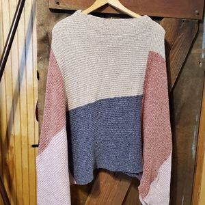 NEW Colorblock chenille poncho